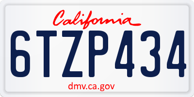 CA license plate 6TZP434