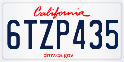 CA license plate 6TZP435