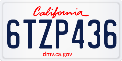 CA license plate 6TZP436