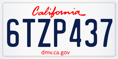 CA license plate 6TZP437