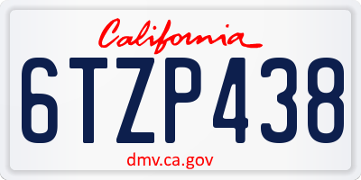 CA license plate 6TZP438