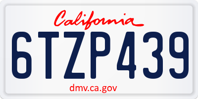 CA license plate 6TZP439