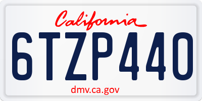 CA license plate 6TZP440