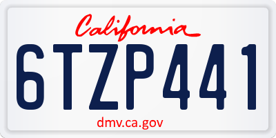 CA license plate 6TZP441