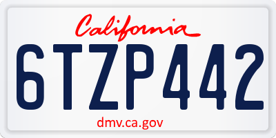 CA license plate 6TZP442