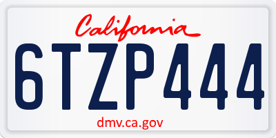 CA license plate 6TZP444