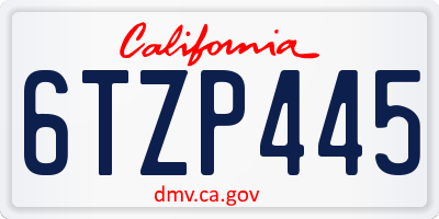 CA license plate 6TZP445