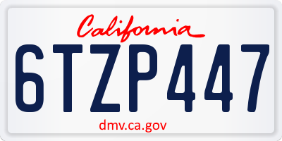 CA license plate 6TZP447