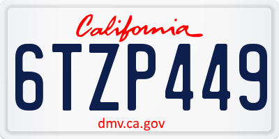 CA license plate 6TZP449