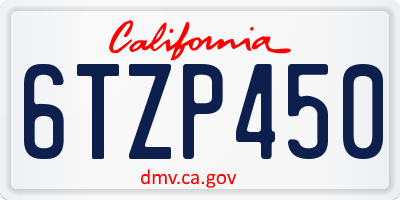 CA license plate 6TZP450
