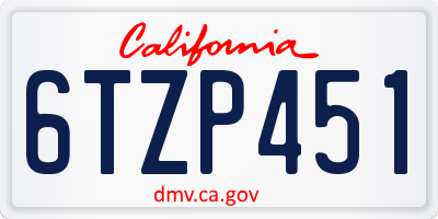 CA license plate 6TZP451