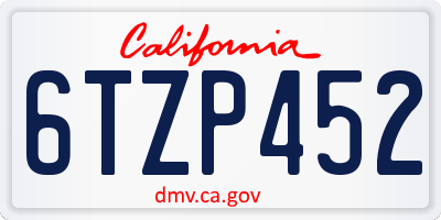CA license plate 6TZP452