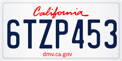 CA license plate 6TZP453
