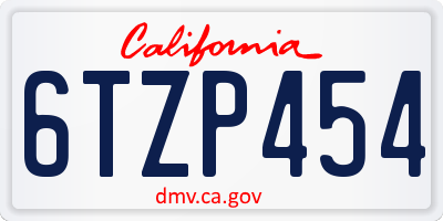 CA license plate 6TZP454