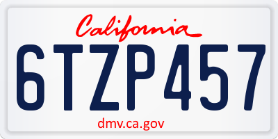 CA license plate 6TZP457