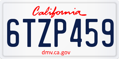 CA license plate 6TZP459