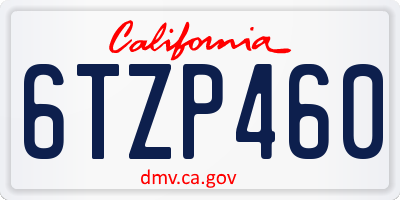 CA license plate 6TZP460