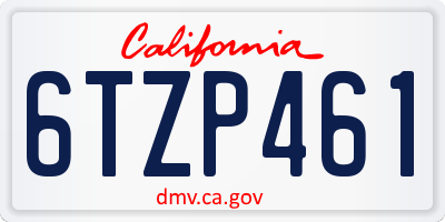 CA license plate 6TZP461