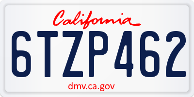 CA license plate 6TZP462