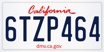 CA license plate 6TZP464