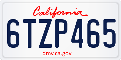 CA license plate 6TZP465