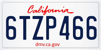 CA license plate 6TZP466