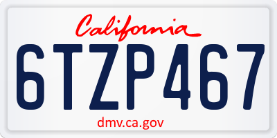 CA license plate 6TZP467