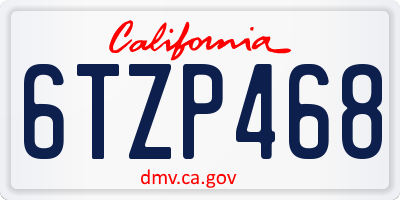 CA license plate 6TZP468