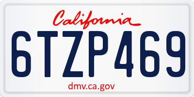 CA license plate 6TZP469