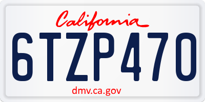 CA license plate 6TZP470