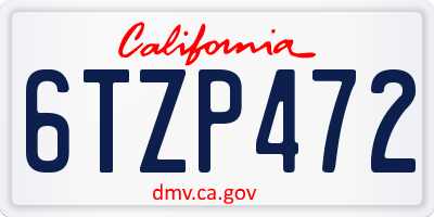 CA license plate 6TZP472