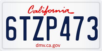 CA license plate 6TZP473