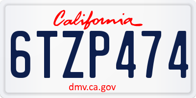 CA license plate 6TZP474