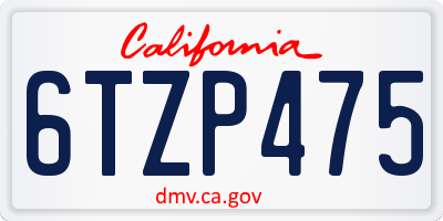 CA license plate 6TZP475