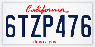 CA license plate 6TZP476