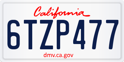 CA license plate 6TZP477