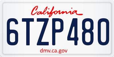 CA license plate 6TZP480