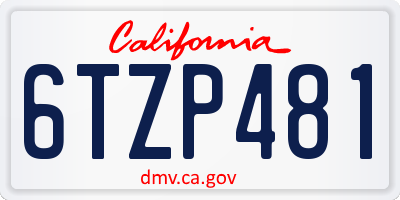 CA license plate 6TZP481