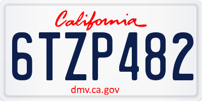 CA license plate 6TZP482