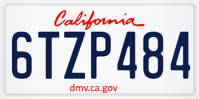 CA license plate 6TZP484