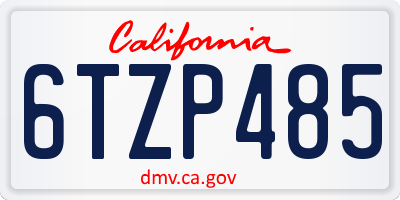 CA license plate 6TZP485