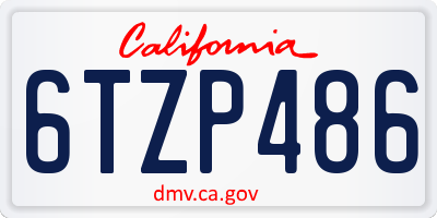 CA license plate 6TZP486