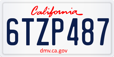CA license plate 6TZP487