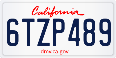 CA license plate 6TZP489
