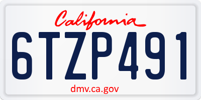 CA license plate 6TZP491