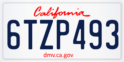 CA license plate 6TZP493