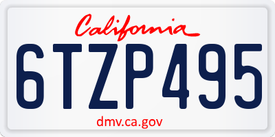 CA license plate 6TZP495