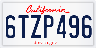 CA license plate 6TZP496