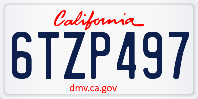 CA license plate 6TZP497