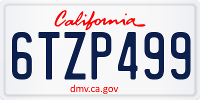 CA license plate 6TZP499